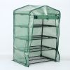 4 Tier Mini Greenhouse with PE Cover and Roll-Up Zipper Door; 26.97Lx19.29Wx62.99''H Small Garden Green House ; Indoor Outdoor Portable Gardening Gree