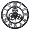 Large Gear Wall Clock Roman Numbers 3D Big Dial Wooden Industrial Steampunk Retro Outdoor Garden Decor; 12"/16"/23" - 12"(Diameter) - Silver
