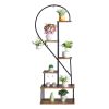 Artisasset 6 Layers Half Heart Iron Wood Suitable For Garden Balcony Patio Lawn Home Decoration Plant Stand Flower Pot Stand Iron Flower Stand Black -