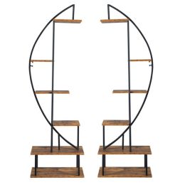 Artisasset 2pcs 6th Floor Half Moon Ironwood Suitable For Garden Balcony Patio Lawn Home Decoration Plant Stand Flower Pot Stand Iron Flower Stand Bla