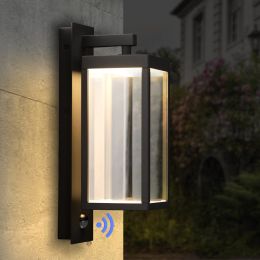Inowel Motion Sensor Outdoor Wall Light Integrated LED Porch Light with Clear Glass Shade 22529 - Grey