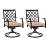 MEOOEM Outdoor Swivel Chairs Set of 2 Patio Metal Dining Rocker Chair with Cushion Suports 300lbs for Garden Backyard - Patio Dining Chairs