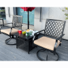 Outdoor Swivel Chairs Set of 2 Patio Metal Dining Rocker Chair with Cushion Surports 300 lbs for Garden Backyard Poolside,Black (2pcs Black-Lattice) -