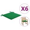 Garden Chair Cushions 6 pcs Green 19.7"x19.7"x1.2" Fabric - Green