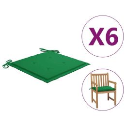 Garden Chair Cushions 6 pcs Green 19.7"x19.7"x1.2" Fabric - Green