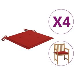 Garden Chair Cushions 4 pcs Red 19.7"x19.7"x1.2" Fabric - Red