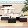 6-Piece Outdoor Furniture Set with PE Rattan Wicker, Patio Garden Sectional Sofa Chair, removable cushions - Beige
