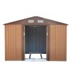 6.3' x 9.1' Outdoor Backyard Garden Metal Storage Shed for Utility Tool Storage - coffee
