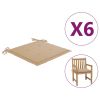 Garden Chair Cushions 6 pcs Beige 19.7"x19.7"x1.2" Fabric - Beige