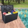 120gal 460L Outdoor Garden Plastic Storage Deck Box Chest Tools Cushions Toys Lockable Seat Waterproof - black