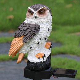 Solar Power LED Owl Parrot Lawn Light Outdoor Waterproof Garden Landscape Lamp - Brown