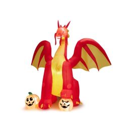 Halloween Festivr Inflatable  With LED Lights Spoof Ghost Yard Decoration - Red - 10 Ft