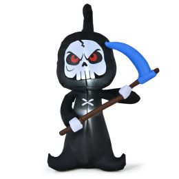 Halloween Festivr Inflatable  With LED Lights Spoof Ghost Yard Decoration - White & Black - 6 Ft