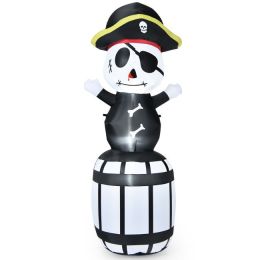 Halloween Festivr Inflatable  With LED Lights Spoof Ghost Yard Decoration - White & Black - 8 Ft