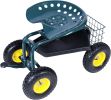 Garden Cart Rolling Work Seat with Tool Tray and 360 Swivel Seat - KM0920