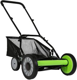 16-Inch Manual Reel Mower Adjustable 5-Blade Push Lawn Mower w/ Catcher (Four Wheeled) - KM3805