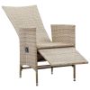 Reclining Patio Chairs 2 pcs with Cushions Poly Rattan Beige - Beige