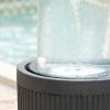 20"Tall Modern Ribbed Fountain Cement Cylindrical Water Feature with Light for garden & backyard - as Pic