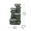 32" Tall 4-Tier rock formation Polyresin Fountain with Light Outdoor Stone Water Feature for Garden or Backyard - as Pic