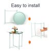 Folding Tray Metal Side Table, Sofa Table Small Round End Tables, Anti-Rust and Waterproof Outdoor or Indoor Snack Table, Accent Coffee Table - Green