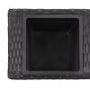 Garden Raised Bed with 3 Pots 39.4"x11.8"x14.2" Poly Rattan Black - Black