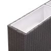 Garden Raised Bed with 3 Pots 59.1"x7.9"x15.7" Poly Rattan Black - Black