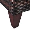 Outdoor Patio Furniture Wicker Ottoman Seat with Cushion;  All Weather Foot Rest Stool Coffee Table;  Easy to Assemble - Khaki