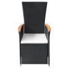Reclining Patio Chairs 2 pcs with Cushions Poly Rattan Black - Black