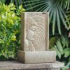 Indoor&Outdoor Water fountain Buddha design Polyresin Garden Lawn With LED Light - as Pic