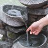 32" Tall 4-Tier rock formation Polyresin Fountain with Light Outdoor Stone Water Feature for Garden or Backyard - as Pic