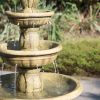 30"Tall 3-Tiered Polyresin Fountain with Light Gorgeous Traditional Design Water Feature for Garden or Lawn - as Pic