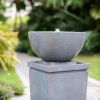 35inches Outdoor Zen Bowl Fountain Relaxing Polyresin Water Feature for a lawn or garden - as Pic