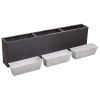 Garden Raised Bed with 3 Pots 59.1"x7.9"x15.7" Poly Rattan Black - Black
