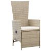 Reclining Patio Chairs 2 pcs with Cushions Poly Rattan Beige - Beige