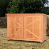 Double Doors Fir Wooden Garden Yard Shed Lockers Outdoor Storage Cabinet Unit Orange Red - Orange Red
