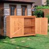 Double Doors Fir Wooden Garden Yard Shed Lockers Outdoor Storage Cabinet Unit Orange Red - Orange Red