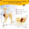 Christmas Reindeer Sleigh Decoration with 100 Lights - golden