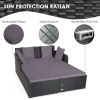 Spacious Outdoor Rattan Daybed with Upholstered Cushion - gray