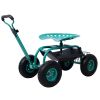 Rolling Garden Scooter Garden Cart Seat with Wheels and Tool Tray; 360 Swivel Seat; Green - as Pic