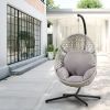 Large Hanging Egg Chair with Stand & UV Resistant Cushion Hammock Chairs with C-Stand for Outdoor - Beige