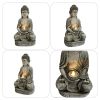 Meditating Sitting Buddha Solar Lights Outdoor Garden Patio Statue Light Decor - gray