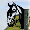 1PC Peeping Horse Outdoor Wall Decor; Iron Metal Farm Animal Silhouette Outdoor Garden Fence Ornament; For Farm Fance Yard Decor - Black