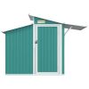 Garden Shed Green 106.3"x51.2"x82.1" Galvanized Steel - Green