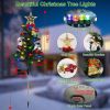 4Packs Solar Christmas Tree Lights Xmas Garden Decorations Tree Stake Lamp with Constant and Flashing Mode - Tree Light