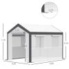 10' L x 7' W x 7' H Outdoor Walk-In Tunnel Greenhouse Garden Warm Hot House with Roll Up Windows;  Zippered Door;  & Weather Cover - white