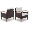 4-Piece Garden Furniture;  Patio Seating Set;  PE Rattan Outdoor Sofa Set;  Wood Table and Legs;  Brown and Beige - Beige