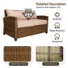 5 Pieces Patio Furniture Set Outdoor Conversation Furniture Sets with Glass Tables Soft Cushion Sectional Sofa Sets PE Rattan Chairs for Bistro Garden