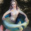 Halloween Ornament 2022,Garden Ornament Sculpture Decoration Resin Mermaid Bowl Ocean Goddess Sculpture Craft Ornament - blue