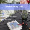 MEOOEM Outdoor Patio Dining Table 37 inch Square Metal Table with 2.2 inch  Umbrella Hole 4 Person Outdoor Bistro Metal Dining Table for Garden, Backy