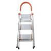 330 lbs Load Capacity  Folding Platform Stool Non-slip 3 Step Aluminum Ladder XH - Orange & Silver
